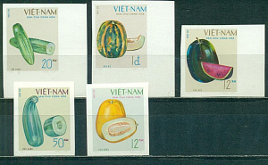 Вьетнам, 1970, Фрукты,Овощи, Ягоды, 5 марок без зубцов